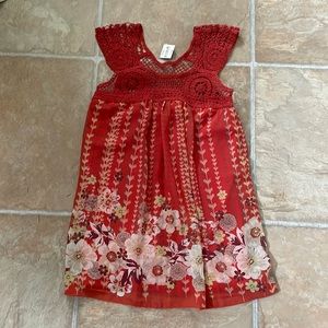 Dark Orange / Red Floral Summer top Medium NWT